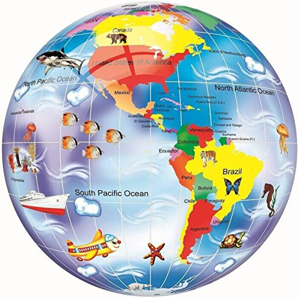 Renkli Baskılı Plastik Top  12 cm.