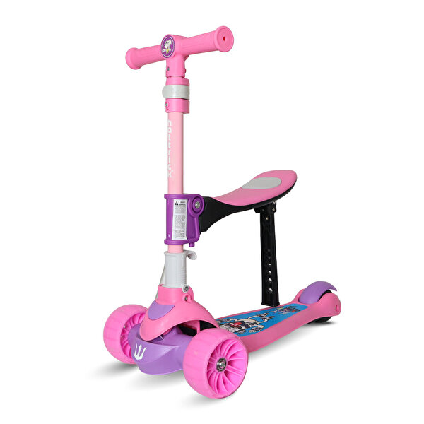 Hattrick Koltuklu Işıklı 3 Tekerlekli Pembe Scooter Scs140