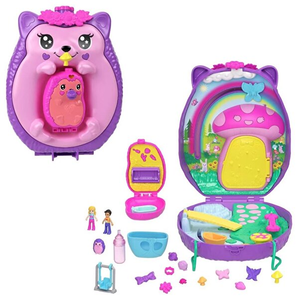 Polly Pocket Çanta Olabilen Micro Oyun Setleri Hedgehog Mom & Baby JBJ91