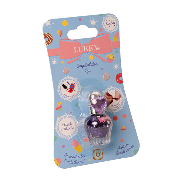 Lukky Su Bazlı Parlak Koyu Mor Konfeti Soyulabilir Oje