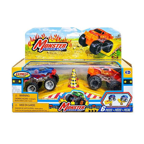 Express Wheels Monster Truck 6'lı Set Mavi Kırmızı