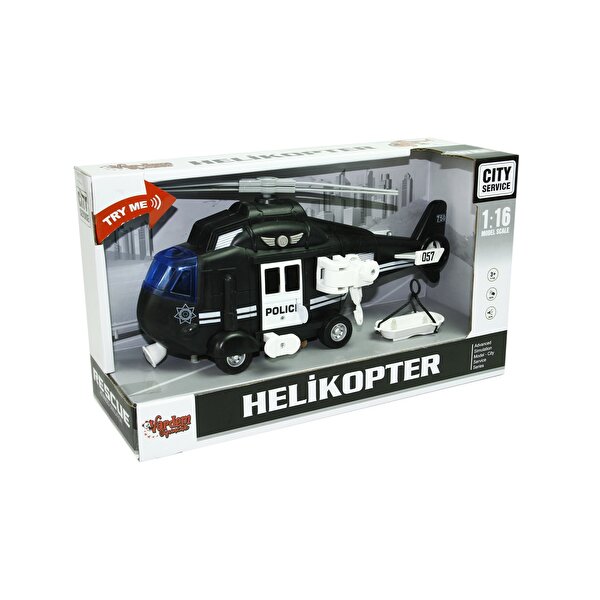 1:16 Ölçekli Sesli Işıklı Helikopter Siyah-Beyaz