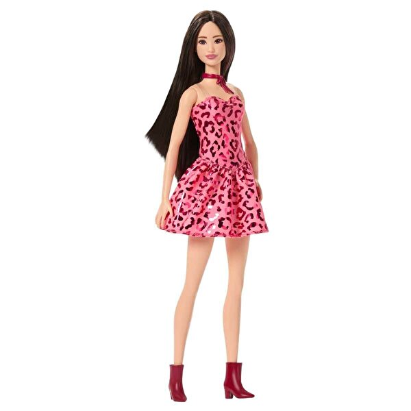 Barbie Leopar Elbiseli Fashionistas Bebeği JJN59
