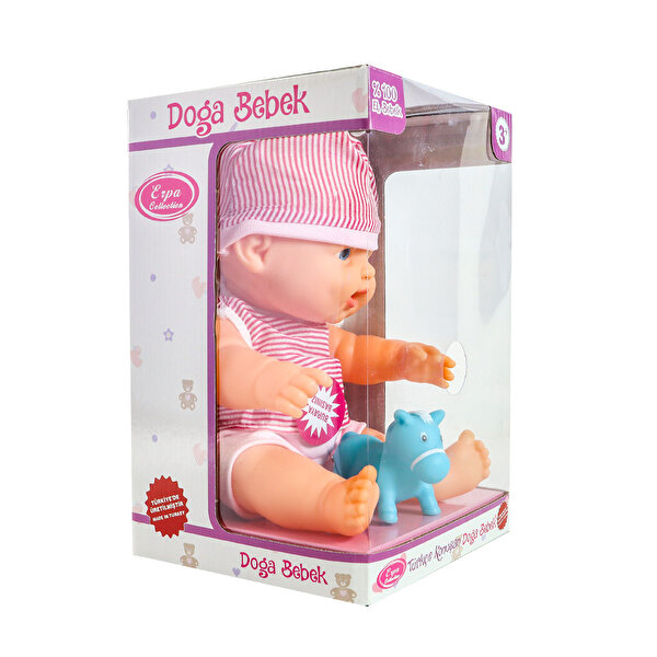 Doğa Et Bebek ve Minik Arkadaşı Koyu Pembe Beyaz Çizgili