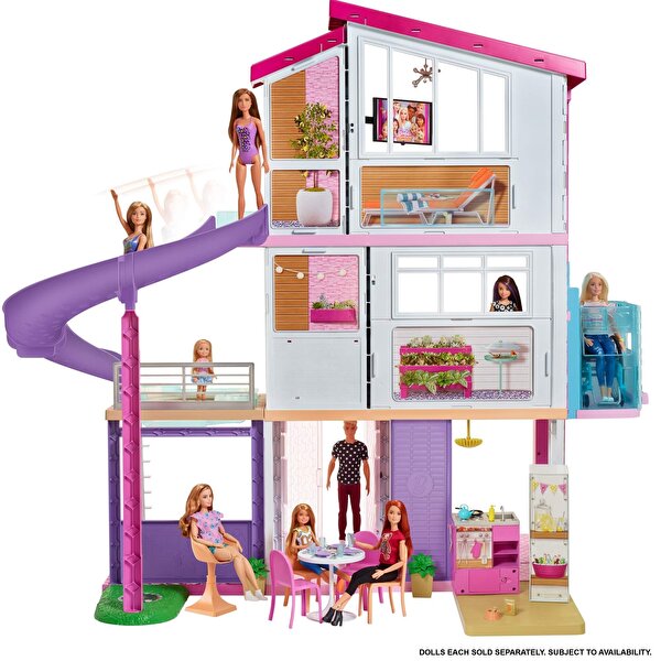 Barbie'nin Üç Katlı Rüya Evi ve Aksesuarları Oyun Seti GNH53
