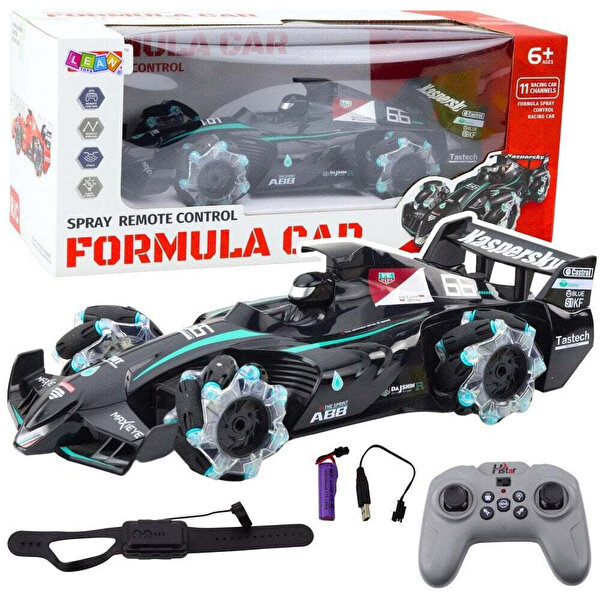 Formula 1 Spray Buhar Atan Uzaktan Kumandalı Siyah Araba