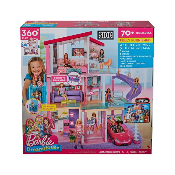Barbie'nin Üç Katlı Rüya Evi ve Aksesuarları Oyun Seti GNH53