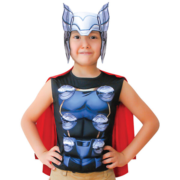 Thor Pelerinli Üst Kostüm 10-12 Yaş