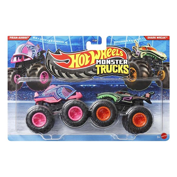 Hot Wheels Monster Trucks Güçlü İkili 1:64 Arabalar Piran-Ahhhh & Shark Wreak JLV82
