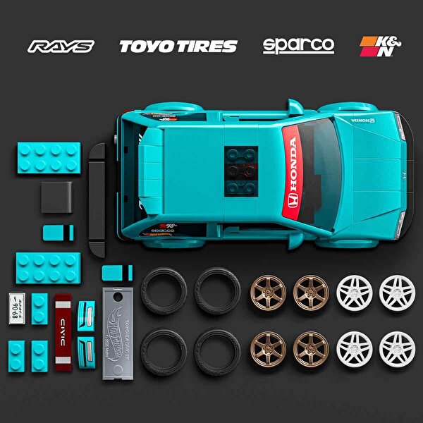 Hot Wheels Brick Speed Serisi Custom '90 Honda Civic  Araba 248 Parça JHF62