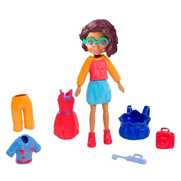 Polly Pocket ve Moda Aksesuarları Seti Kahverengi Saçlı GDM03