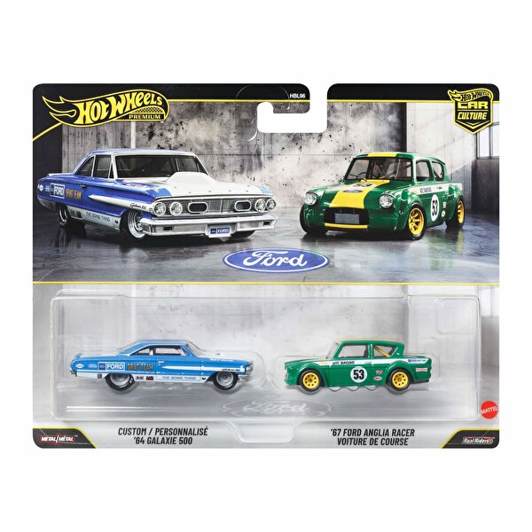 Hot Wheels 2'li̇ Premi̇um Araba Personnalise 64 Galaxie 500 & 67 Ford Anglia Racer Voiture De Course JHW50