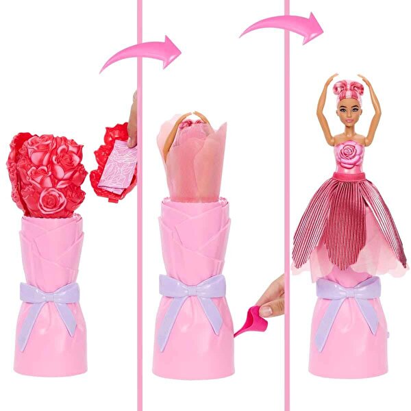 Barbie Petal Pop Gül Elbiseli Bebek JMF59