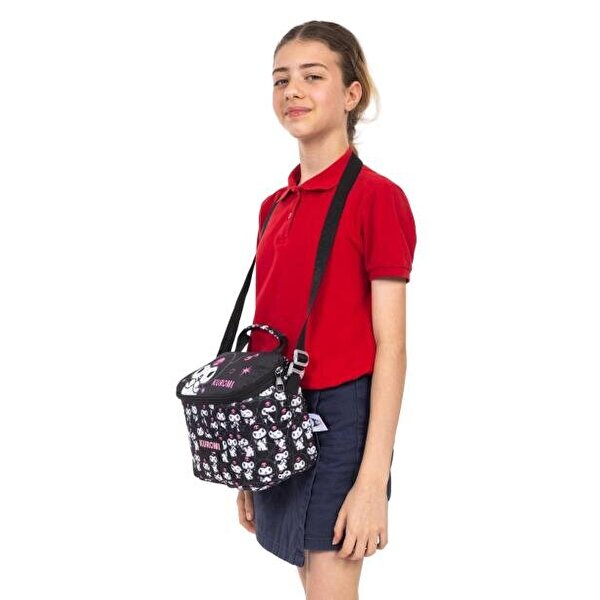 Kuromi Desenli Termal Beslenme Çantası Siyah