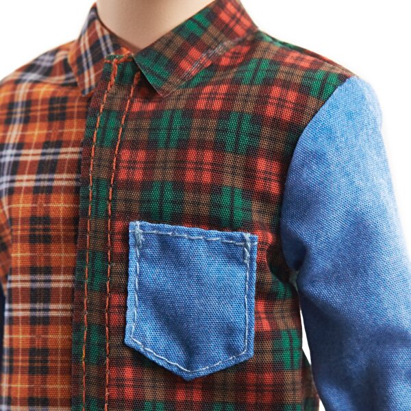 Barbie Yakışıklı Ken Bebekler Mor Saçlı ve Ekose Gömlekli GYB05