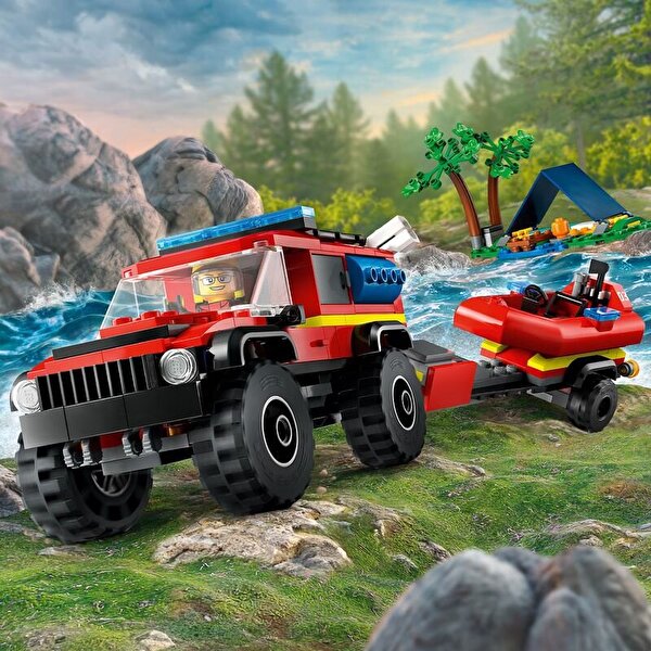 LEGO City 4x4 Kurtarma Botlu İtfaiye Kamyonu 60412