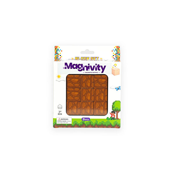 Magnivity Manyetik Bloklar Kahverengi Odun Desenli Blok 9 Parça