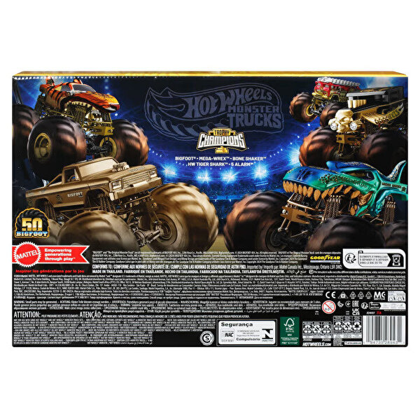 Hot Wheels Monster Trucks Bigfoot Trophy Şampiyonları Araba ve Kamyon Çoklu Arabalar