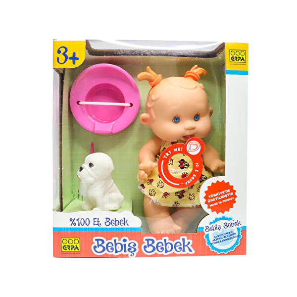 Altını Islatan Bebiş Bebek ve Minik Arkadaşı Sarı Çiçekli Elbiseli