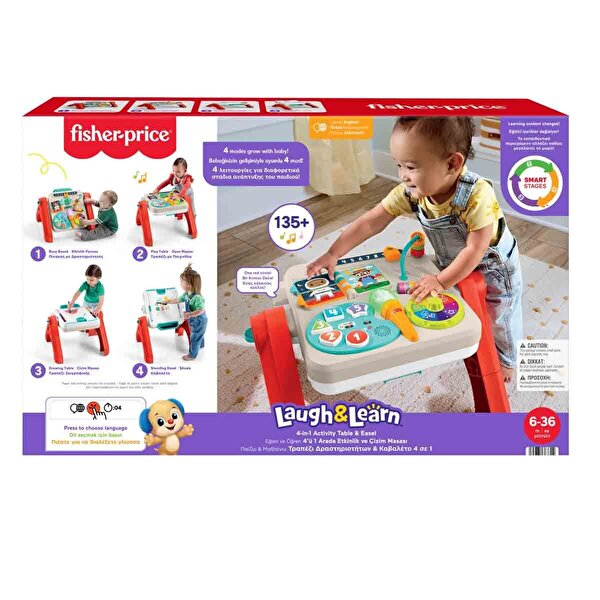 Fisher Price 4'ü 1 Arada iSesli ve Işıklı Eğlen ve Öğren Aktivite ve Çizim Masası JLM96