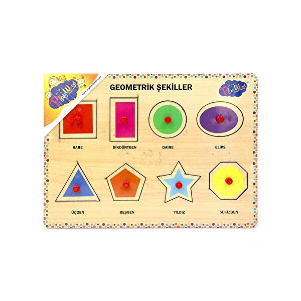 Playwood Ahşap Tutmalı Geometrik Şekiller Puzzle