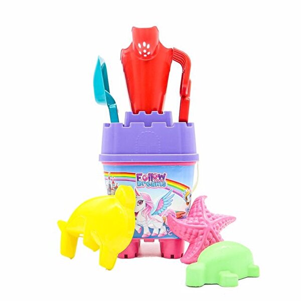 Resimli Mor Kapaklı Full Parçalı Kırmızı Suluklu Dev Kova Seti 1029