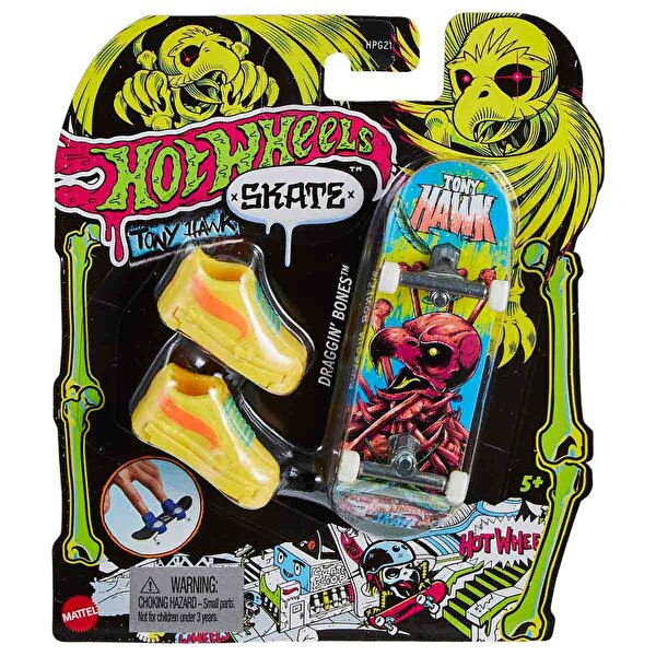 Hot Wheels Skate Neon Temalı Parmak Kaykay ve Ayakkabı Paketi Draggin Bones