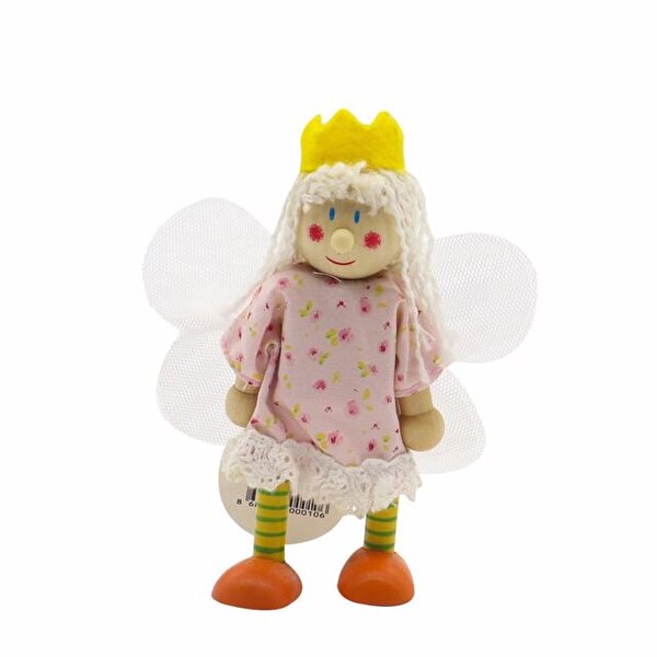 Ahşap Esnek Peri Bebeği Turuncu Ayakkabılı