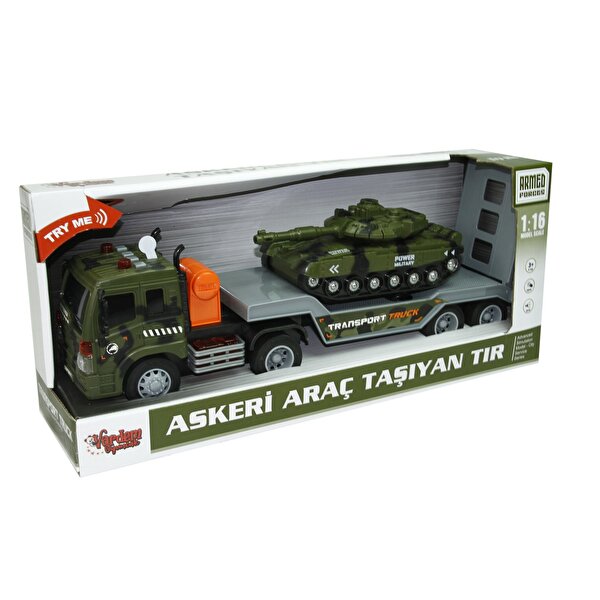1:16 Ölçekli Sesli Işıklı Askeri Tank Taşıyan Tır
