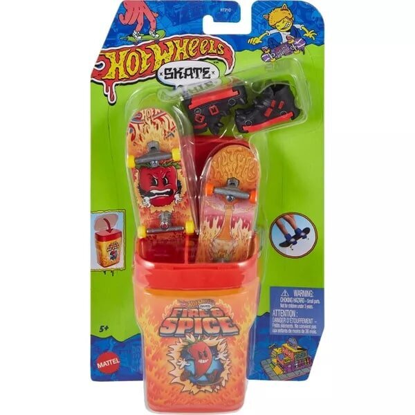 Hot Wheels Skate 2'li Parmak Kaykay ve Kutu Seti Fire & Spice HVK78
