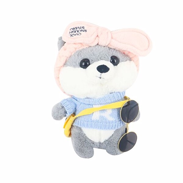 Gözlüklü Yavruağzı Bandanalı Mavi Kazaklı Peluş