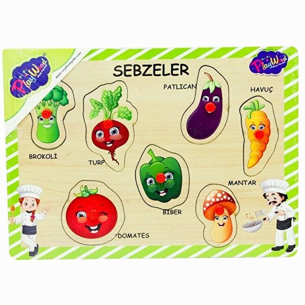 Playwood Ahşap Tutmalı Sebzeler Puzzle
