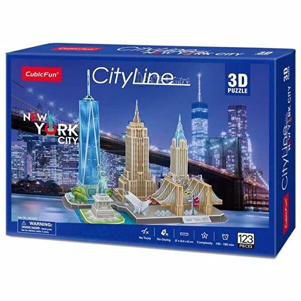 Cubic Fun City Line Serisi New York City 3D Puzzle 123 Parça