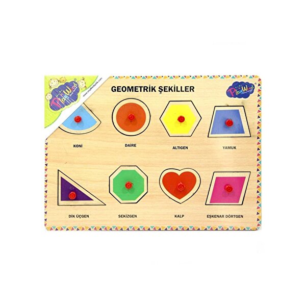 Playwood Ahşap Tutmalı Geometrik Şekiller Puzzle
