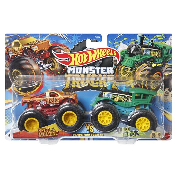 Hot Wheels Monster Trucks Güçlü İkili 1:64 Arabalar Spur Moment vs Loco Punk HLT63