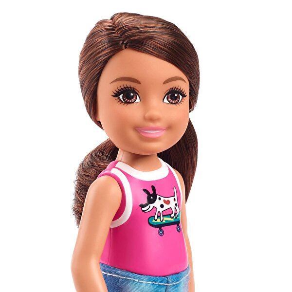 Barbie Aksesuarlı Chelsea Bebekler Köpek Desenli Tişörtlü GXT40