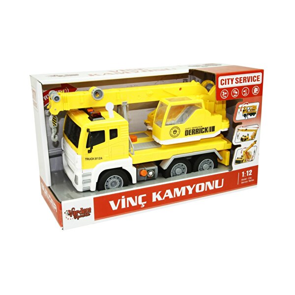 1:12 Ölçekli Sesli Işıklı Sarı Vinç