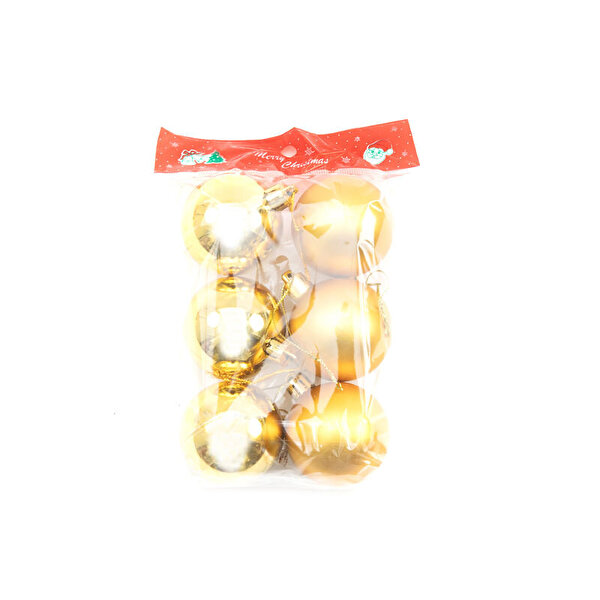 Yılbaşı Ağaç Süsü 6'lı Büyük Gold Renk Top