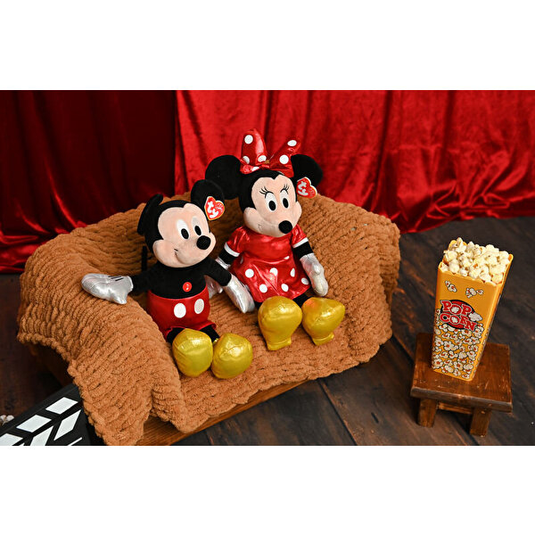 Ty Parlak Kırmızı Elbiseli Minnie Mouse Sesli Peluş 30 cm.