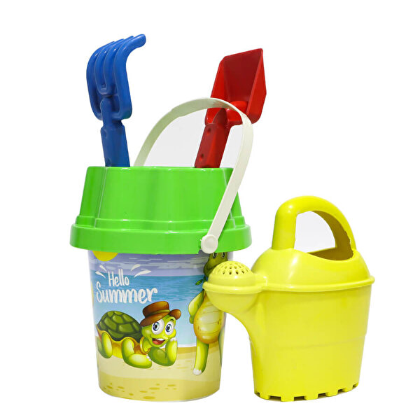 Yeşil Kapaklı Açık Sarı Suluklu Kova Seti 1011