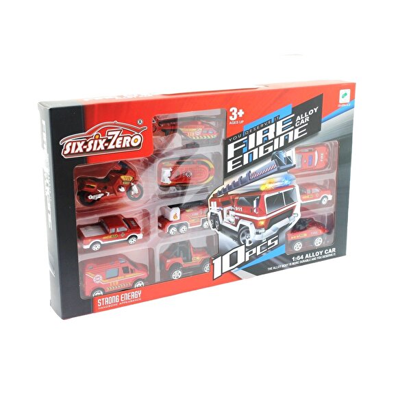 10'lu Die Cast Metal İtfaiye Araçları Seti 660 A147