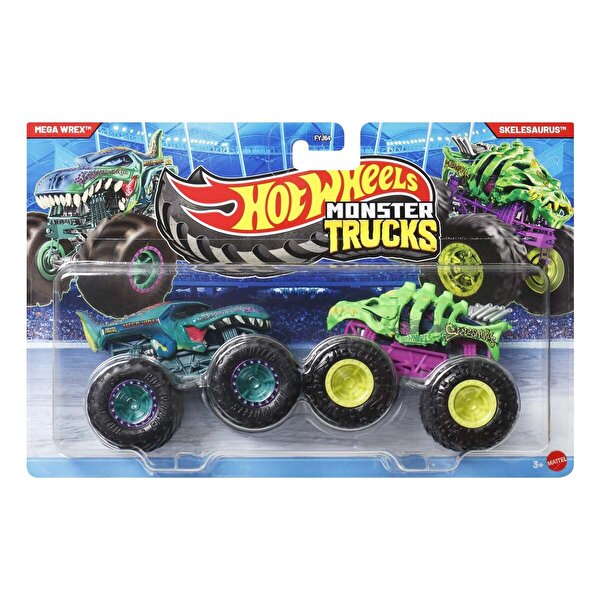 Hot Wheels Monster Trucks Güçlü İkili 1:64 Arabalar Mega Wrex & Skelesaurus JLV73