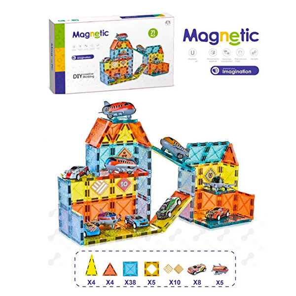 Magnetic Tiles Mıknatıslı Manyetik Yapı Blokları 71 Parça