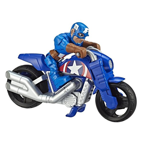 Marvel Super Hero Adventures Mega Mini Figür ve Motosiklet Kaptan Amerika E6262