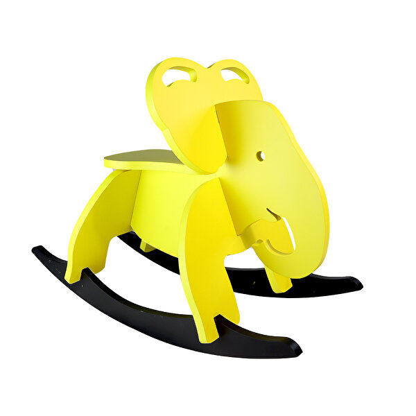 Boyalı Ahşap Sallanan Fil