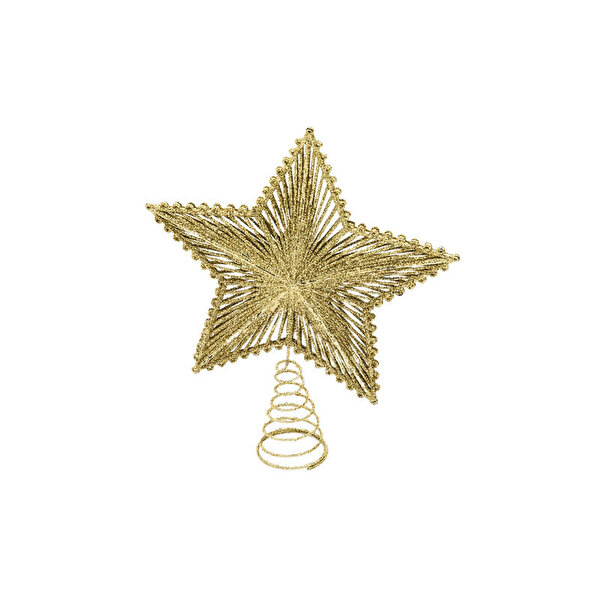 Yılbaşı Ağacı Tepe Süsü Yıldızı Gold