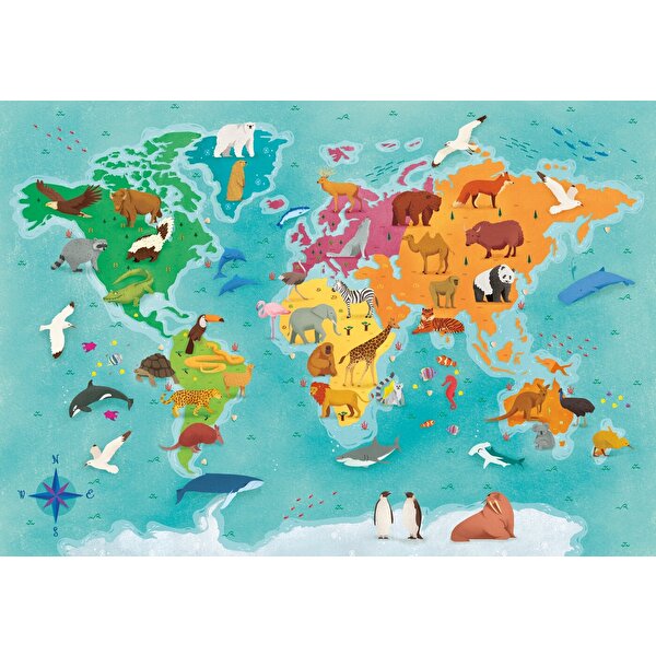 Clementoni Exploring Maps Puzzle Great Animals in Europe 250 Parça