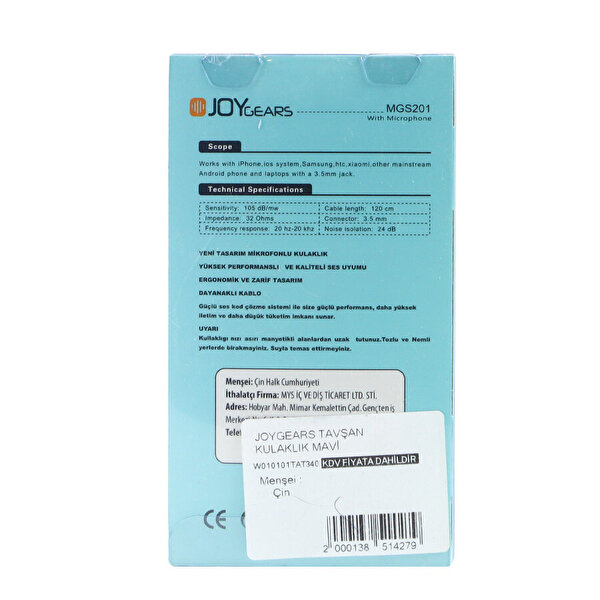 Joygears Tavşan Kulaklık Mavi