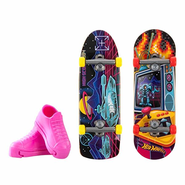 Hot Wheels Skate Retro Temalı İkili Parmak Kaykay ve Ayakkabı Paketleri HXL21