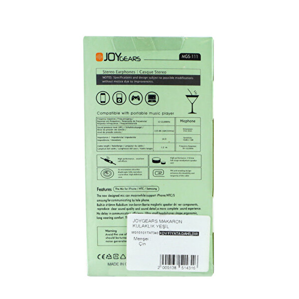 Joygears Makaron Kulaklık Yeşil
